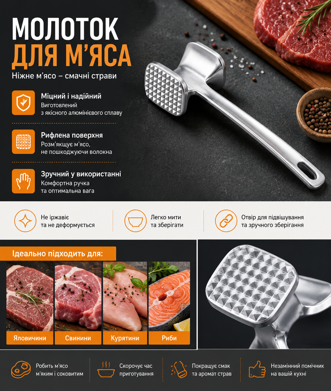 Молоток для мяса UNIQUE UN-1771 купить Украина